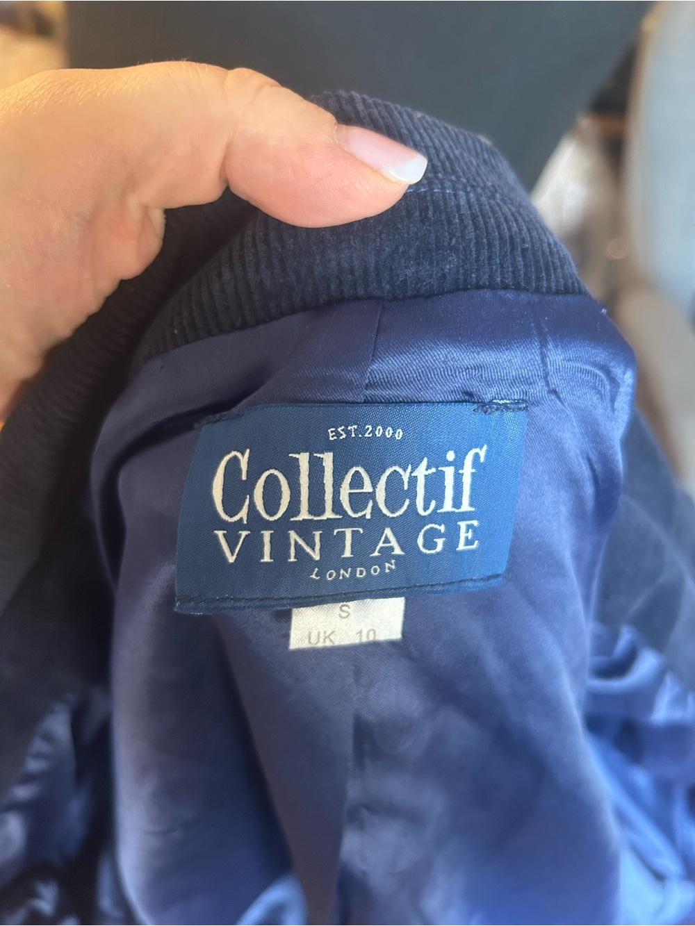 Collectif Vintage Women's Navy Corduroy Peplum Jacket - Picture 5 of 5